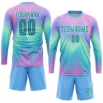 Benutzerdefinierte Fußball Teal-Weiß Uniform Sublimation Jersey Dye Tie