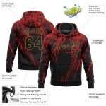 Rotes 3D-Gold-Sportmuster-Sweatshirt, individueller Pullover, genähter Hoodie, Design Schwarz-Old