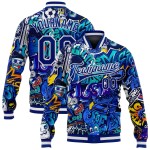 Graffiti Jacke Bomber Full-Snap Varsity 3D Muster Kunst Urban Street Royal-Weiß Custom Letterman Abstrakt Graffiti Jacke Bomber Full-Snap Varsity 3D Muster Kunst Urban Street Royal-Weiß Custom Letterman Abstrakt