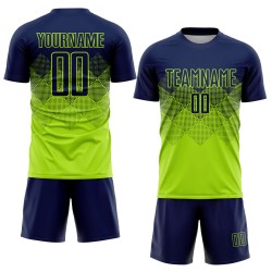Navy Fußball Custom Uniform Sublimation Neon Trikot Grün Navy Fußball Custom Uniform Sublimation Neon Trikot Grün
