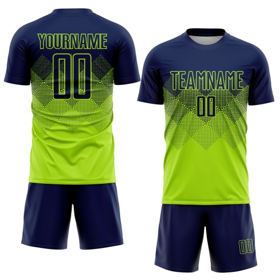 Navy Fußball Custom Uniform Sublimation Neon Trikot Grün