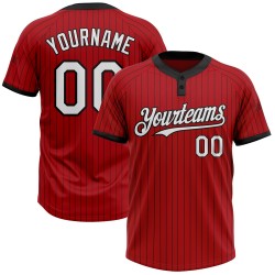 Nadelstreifen Custom Unisex Softball Rot Zwei-Knopf Schwarz Weiß Jersey