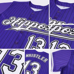 Schwarz Baseball Lila Nadelstreifen Weiß-Grau Jersey Custom Authentic