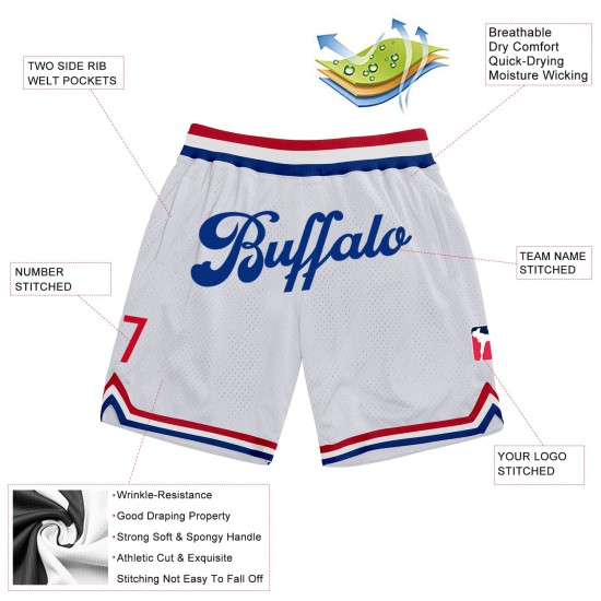 Authentische Shorts Throwback Royal Weiß Basketball Custom