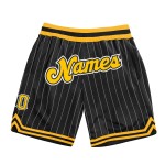 Gold-Weiß Nadelstreifen Custom Basketball Weiß Shorts Schwarz Authentic