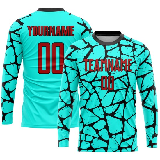 Uniform Custom Fußball Sublimation Rot-Schwarz Jersey Aqua