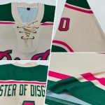 Hockey Creme Grün Pink-Kelly Jersey Spitze Custom Hals Hockey Creme Grün Pink-Kelly Jersey Spitze Custom Hals