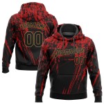 Rotes 3D-Gold-Sportmuster-Sweatshirt, individueller Pullover, genähter Hoodie, Design Schwarz-Old