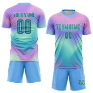 Benutzerdefinierte Fußball Teal-Weiß Uniform Sublimation Jersey Dye Tie Benutzerdefinierte Fußball Teal-Weiß Uniform Sublimation Jersey Dye Tie