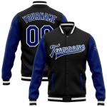 Tone Full-Snap Letterman Varsity Custom Schwarze Jacke Bomber Two Royal-Weiß Tone Full-Snap Letterman Varsity Custom Schwarze Jacke Bomber Two Royal-Weiß