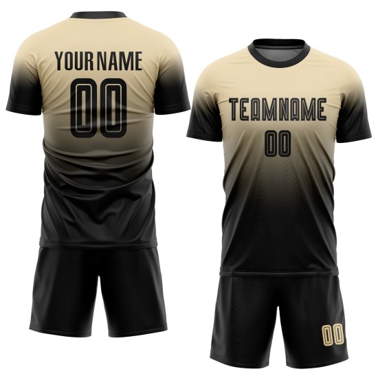 Schwarz Verblassen Fußball Uniform Custom Fashion Sublimation Creme Jersey