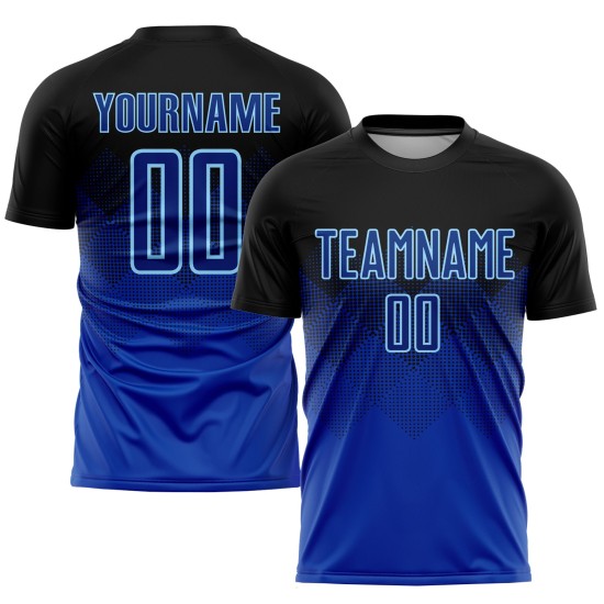 Uniform Trikot Fußball Custom Sublimation Royal-Hellblau Schwarz