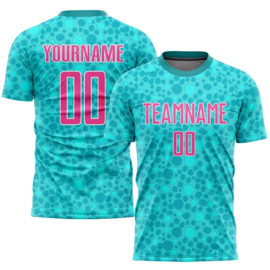 Sublimation Fußballtrikot Aqua Custom Uniform Pink-Weiß