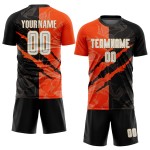 Fußball Schwarz Gold Jersey Muster Weiß Graffiti Orange-Alt Sublimation Scratch Custom Uniform