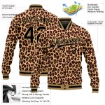 Schwarz-Altbraun Leopard Gold Bomberjacke Muster Full-Snap Varsity Custom Letterman 3D Design Schwarz-Altbraun Leopard Gold Bomberjacke Muster Full-Snap Varsity Custom Letterman 3D Design
