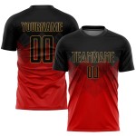 Gold Uniform Sublimation Rot Fußball Schwarz-Old Custom Jersey