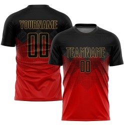 Gold Uniform Sublimation Rot Fußball Schwarz-Old Custom Jersey