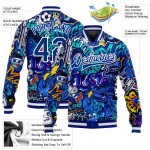 Graffiti Jacke Bomber Full-Snap Varsity 3D Muster Kunst Urban Street Royal-Weiß Custom Letterman Abstrakt Graffiti Jacke Bomber Full-Snap Varsity 3D Muster Kunst Urban Street Royal-Weiß Custom Letterman Abstrakt