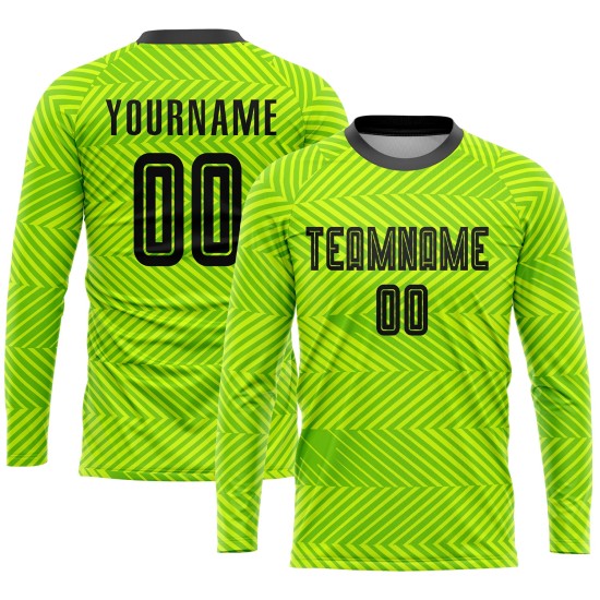 Neon Fußball Schwarz Grün Trikot Sublimation Custom Uniform