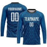 Fußball Sublimation Custom Blau Weiß-Schwarz Uniform Trikot