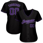 Lila-Grau Authentic Baseball Jersey Custom Schwarz Lila-Grau Authentic Baseball Jersey Custom Schwarz
