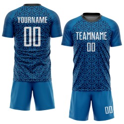 Fußball Sublimation Custom Blau Weiß-Schwarz Uniform Trikot Fußball Sublimation Custom Blau Weiß-Schwarz Uniform Trikot