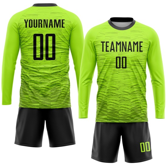 Grünes Trikot Sublimation Schwarz Benutzerdefinierte Neon Uniform Fußball