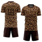 Uniform Fußballtrikot Braun Braun-Old Sublimation Custom Gold Leopard
