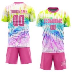 Fußball Tie Sublimation Custom Dye Jersey Rosa-Weiß Uniform