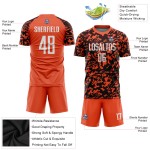Fußballuniform Orange Trikot Benutzerdefinierte Weiß-Schwarz Sublimation
