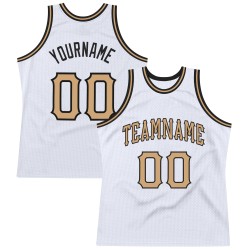 Authentisches Custom Basketball Throwback Gold-Schwarzes Trikot Weiß Alt