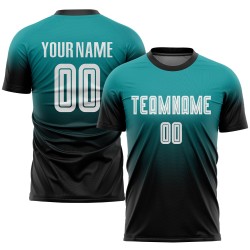 Fashion Fade Custom Sublimation Jersey Fußball Teal Weiß-Schwarz Uniform