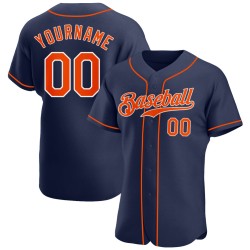 Jersey Orange-Weiß Navy Custom Baseball Authentic