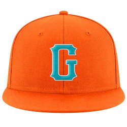 Aqua-Weiß genähte Snapback Custom Hat Orange verstellbar