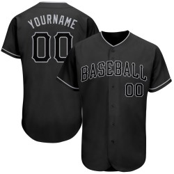 Authentisches Baseball-Trikot in Schwarz-Grau, individuell gestaltet in Schwarz