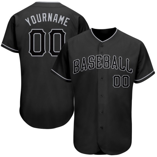 Authentisches Baseball-Trikot in Schwarz-Grau, individuell gestaltet in Schwarz
