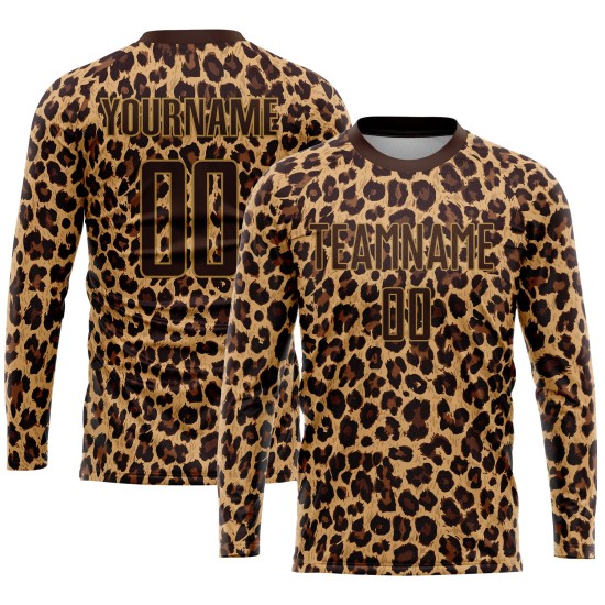 Uniform Fußballtrikot Braun Braun-Old Sublimation Custom Gold Leopard