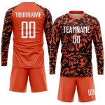 Fußballuniform Orange Trikot Benutzerdefinierte Weiß-Schwarz Sublimation