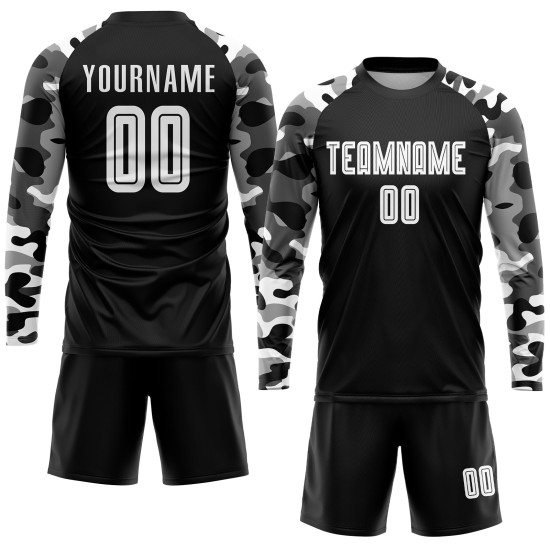 Fußball Custom Weiß-Camo Sublimation Jersey Uniform Schwarz