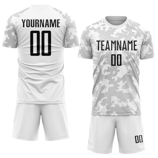 Fußball Custom Jersey Uniform Schwarz Sublimation Weiß