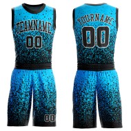 Blau Schwarz-Weiß Anzug Jersey Rundhals Sublimation Custom Basketball