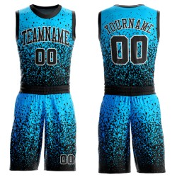 Blau Schwarz-Weiß Anzug Jersey Rundhals Sublimation Custom Basketball