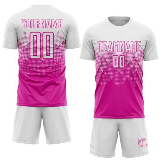 Dunkelrosa Trikot Uniform Weiß Fußball Sublimation Custom