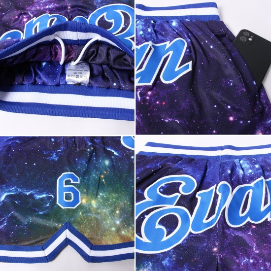 Königsblaue Basketball Galactic Shorts 3D Authentic Custom