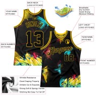 3D Authentic Basketball Jersey Custom Schwarz-Gold Muster Graffiti 3D Authentic Basketball Jersey Custom Schwarz-Gold Muster Graffiti