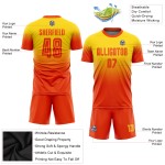 Benutzerdefinierte Mode Orange Uniform Trikot Fußball Verblassen Sublimation Gold