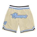 Creme Blau-Weiß Leichte Shorts Basketball Nadelstreifen Authentic Custom Schwarz
