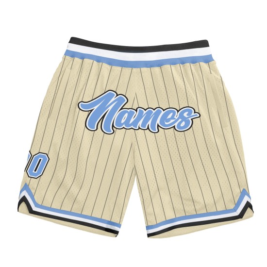 Creme Blau-Weiß Leichte Shorts Basketball Nadelstreifen Authentic Custom Schwarz