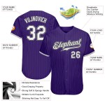 Schwarz Baseball Lila Nadelstreifen Weiß-Grau Jersey Custom Authentic