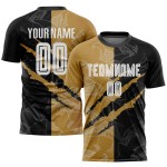 Graffiti Scratch Sublimation Fußball Gold Muster Schwarz-Alt Jersey Weiß Uniform Custom